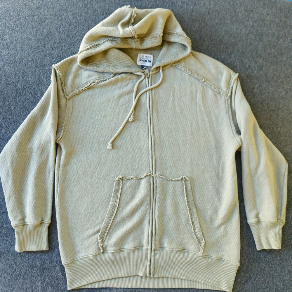 American Eagle Seriously Lived-In Hoodie M Green Distress Full Zip Gremlincore